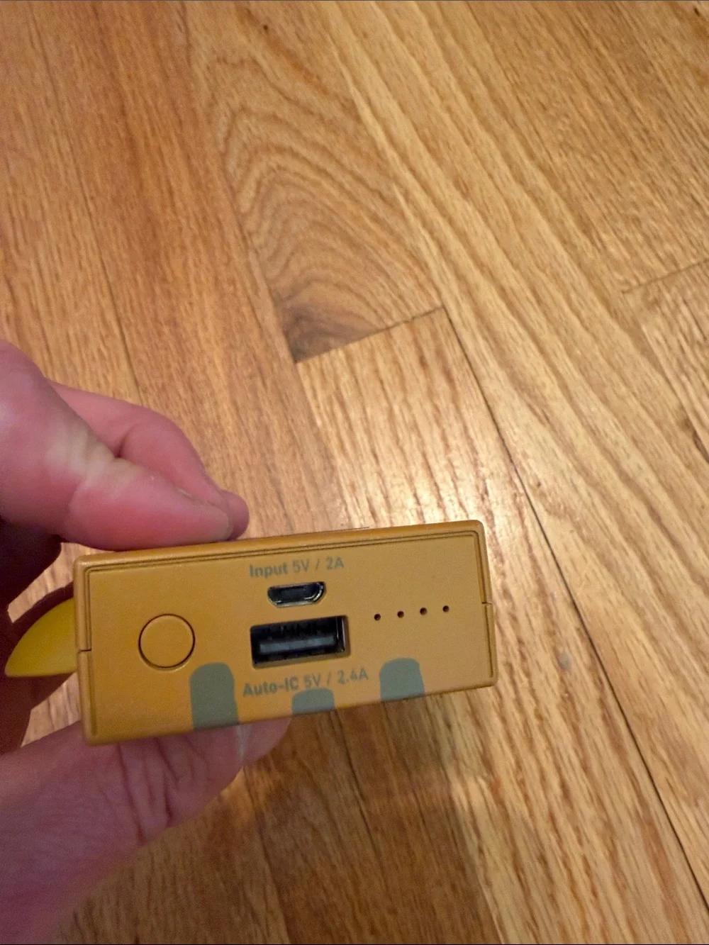 Anker Yellow Cat-Style Portable Charger with Green Accent Stripes